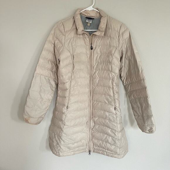 Patagonia Beige Fiona Down Puffer Longline Parka Coat (S) - Picture 1 of 9